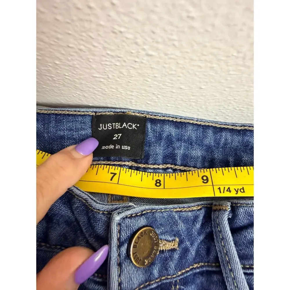 Just Black Jeans Womens 27 Distressed Raw Hem Skinny Made USA